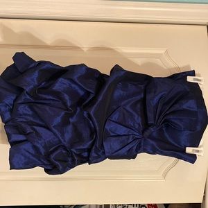 Blue ruffled evening dress